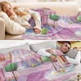 thumbnail image 5 of 70x55 Inches Glow in The Dark Blanket Cozy Throw Camping Blankets for Home and Outdoor Use Pink Cartoon City Street, 5 of 8