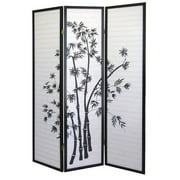 Legacy Decor Privacy Screen Asian Style Bamboo Design 3 Panel Room Divider, 70.50" Tall, Black, Freestanding