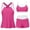 Hot Pink, variant on Busydd 3 Piece Swimsuits for Women Beach Fashion Colorblock Bathing Suits Round Neck Tanks Bras and Shorts Swim Suit S