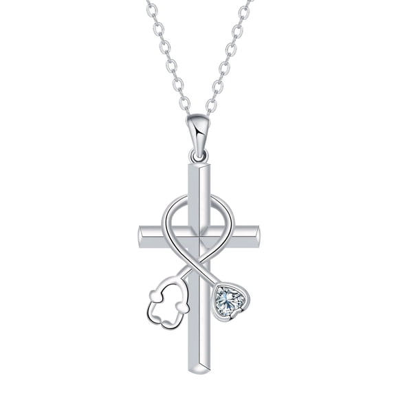 Sterling Silver Stethoscope Cross Necklace for Women Medicine Pendant Jewelry Nurse Doctor Graduation Gift for Medical Student