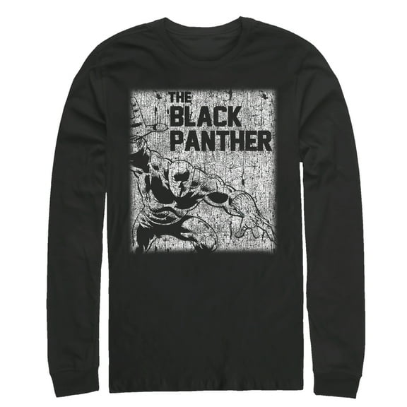 Men's Marvel Black Panther Chalk Print  Long Sleeve Shirt Black 2X Large