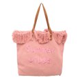 thumbnail image 1 of Bolso de hombro para mujer, bolsos de lona, ​​bolso de compras tejido con borlas (rosa) Ehuebsd Para Estrenar, 1 of 5