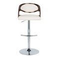 thumbnail image 6 of LumiSource Chrome Metal, Mahogany Wood, White PU Pino Adjustable Barstool - Set of 2, 6 of 9