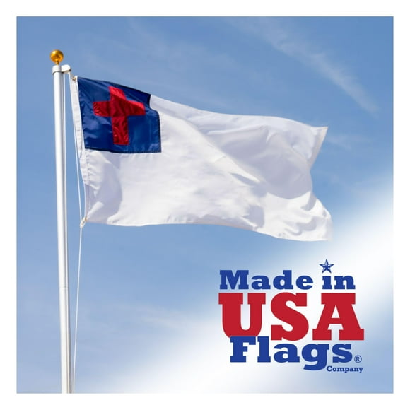 Made in USA Flags Co - Drapeau Chrétien 5x8 - Drapeau d'Église en Nylon SolarMax avec Croix Appliquée - Drapeaux Chrétiens Résistants à la Décoloration pour Extérieur - Certifié FMAA, Fabriqué aux États-Unis