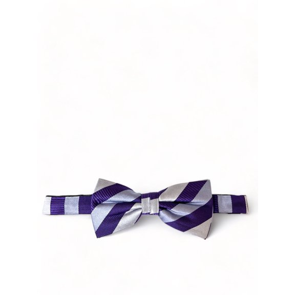 Violet Striped Silk Bow Tie and Pocket Square