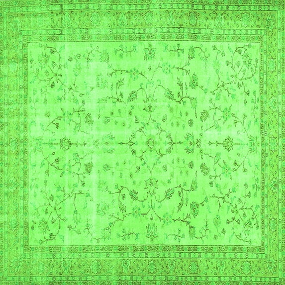 Ahgly Company Indoor Square Abstract Green Contemporary Area Rugs, 8' Square