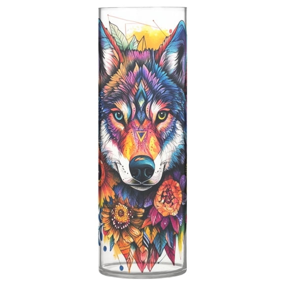 Plastic Vase 11.8 x 3.9 Inch Vase Transparent Non-Breakable Plastic Ornamental Culture Bottle Storage Jar Modern Family Wedding Decoration Cartoon Color Wolf