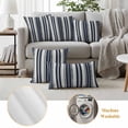 thumbnail image 6 of Navy Blue Geometric Outdoor Waterproof Pillow Covers, Modern Stripes Art Farmhouse Decorative Square Throw Pillowcase Sofa Cushion Sham for Patio/Couch/Chair, 24"x24" 2 Pack, 6 of 8