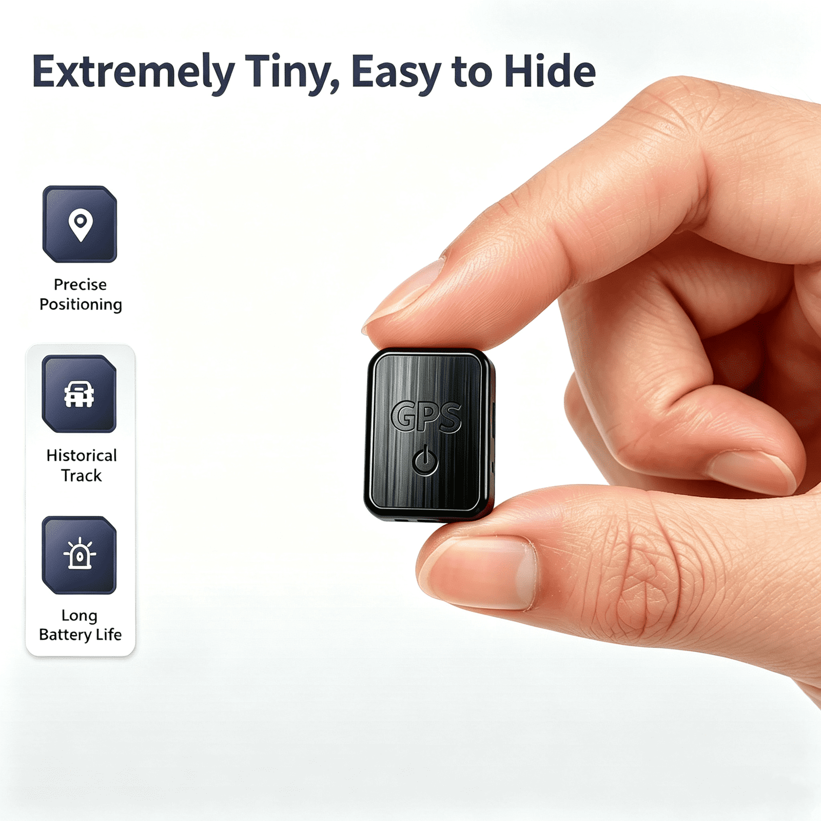 Portable Mini GPS Asset Locator, Travel Anti-Lost Real Time Tracking Device, Smart Location Monitor with SOS Emergency Alert, Geofence & Low Battery Reminder