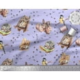thumbnail image 2 of Soimoi Cotton Duck Fabric Footprint,Owl & Rabbit Animal Decor Fabric Printed Yard 56 Inch Wide, 2 of 3