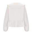 thumbnail image 5 of TKLPEHG Womens Dressy Tops Doll Collar Lace Tied Shirt Fashion Long Sleeve Loose Classic Solid Color Casual Comfy Lightweight Blouses (White,L), 5 of 6