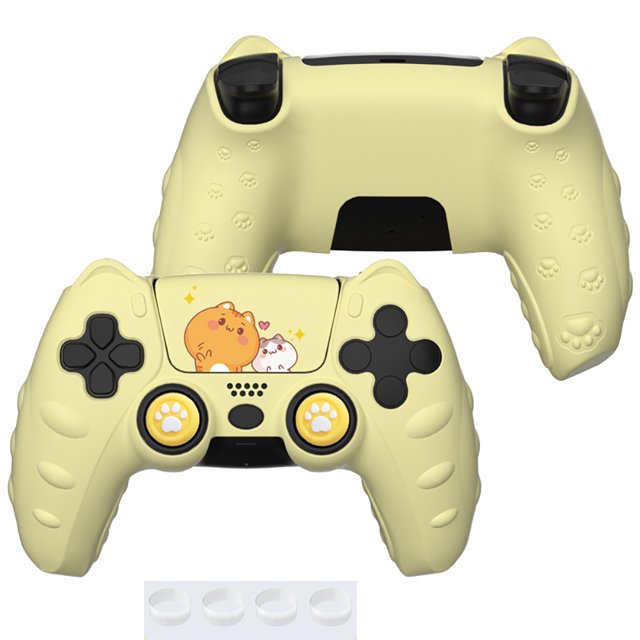 Silicone Protective Cover for PS5 Game Controller, Soft, Comfortable, Cartoon and Cute, with Joystick Cap and Sticker Joystick Ring Accessories