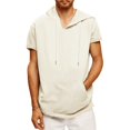 thumbnail image 2 of Pantalones para Hombres Cortos Casual Sólido Manga Corta Blusa con Capucha, Top de Bolsillo con Ajuste Suelto para Uso Al Aire Libre Y Diario, Tela de Poliéster, 2 of 9