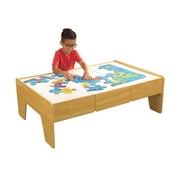 KidKraft Double-Sided Wood Train & Activity Table with Drawer, Natural