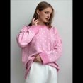 thumbnail image 4 of Suéter de Larga para Mujer, Suéteres Cortos de Gran Tamaño de Otoño, Tops de Punto con Cuello Redondo y Estampado de Velero Informal Rosa S, 4 of 10
