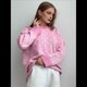 thumbnail image 4 of Suéter de Larga para Mujer, Suéteres Cortos de Gran Tamaño de Otoño, Tops de Punto con Cuello Redondo y Estampado de Velero Informal Rosa S, 4 of 10