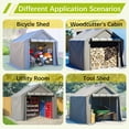 thumbnail image 6 of 8x8 ft Outdoor Storage Shelter Shed- Waterproof & UV-Resistant Heavy Duty Storage Tent with Roll-up Door, Portable Garage Storage shed for Bike, ATV, Motorcycle Shelter, Gray, 6 of 8