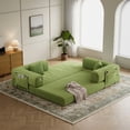thumbnail image 4 of 79" Convertible Sofa Bed ,CARZZI LIFE Compressed Floor Boneless Couch Modular Corduroy Sleeper Sofa, Folding Mattress Couch for Small Spaces - No Assembly Needed in Little Green with Storge, 4 of 13