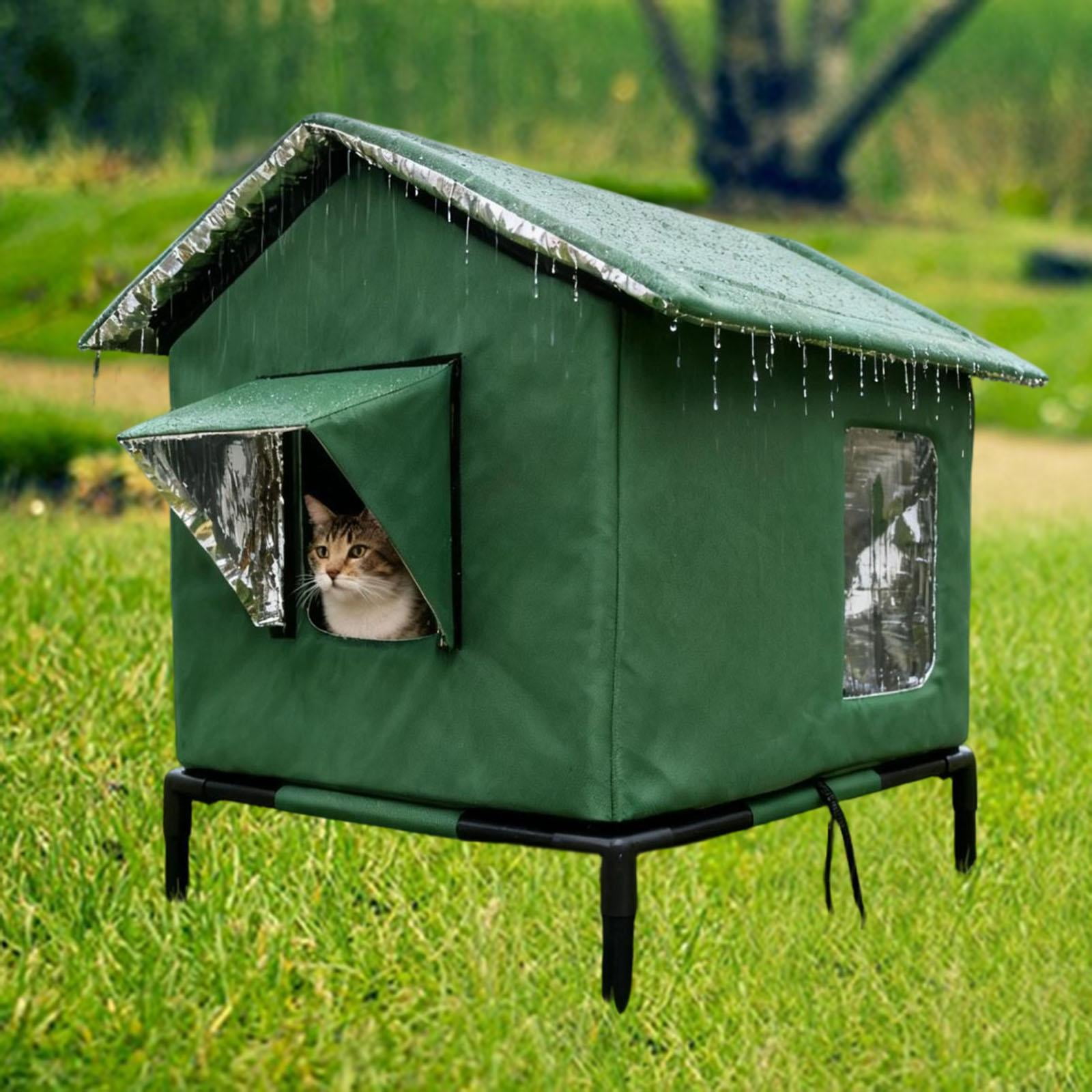 EHJRE Outdoor Cat House Feral Shelter Insulated Waterproof Tent Windproof Portable Kitty Enclosure with Oxford Cloth And Aluminum Foil for Community Porch G M