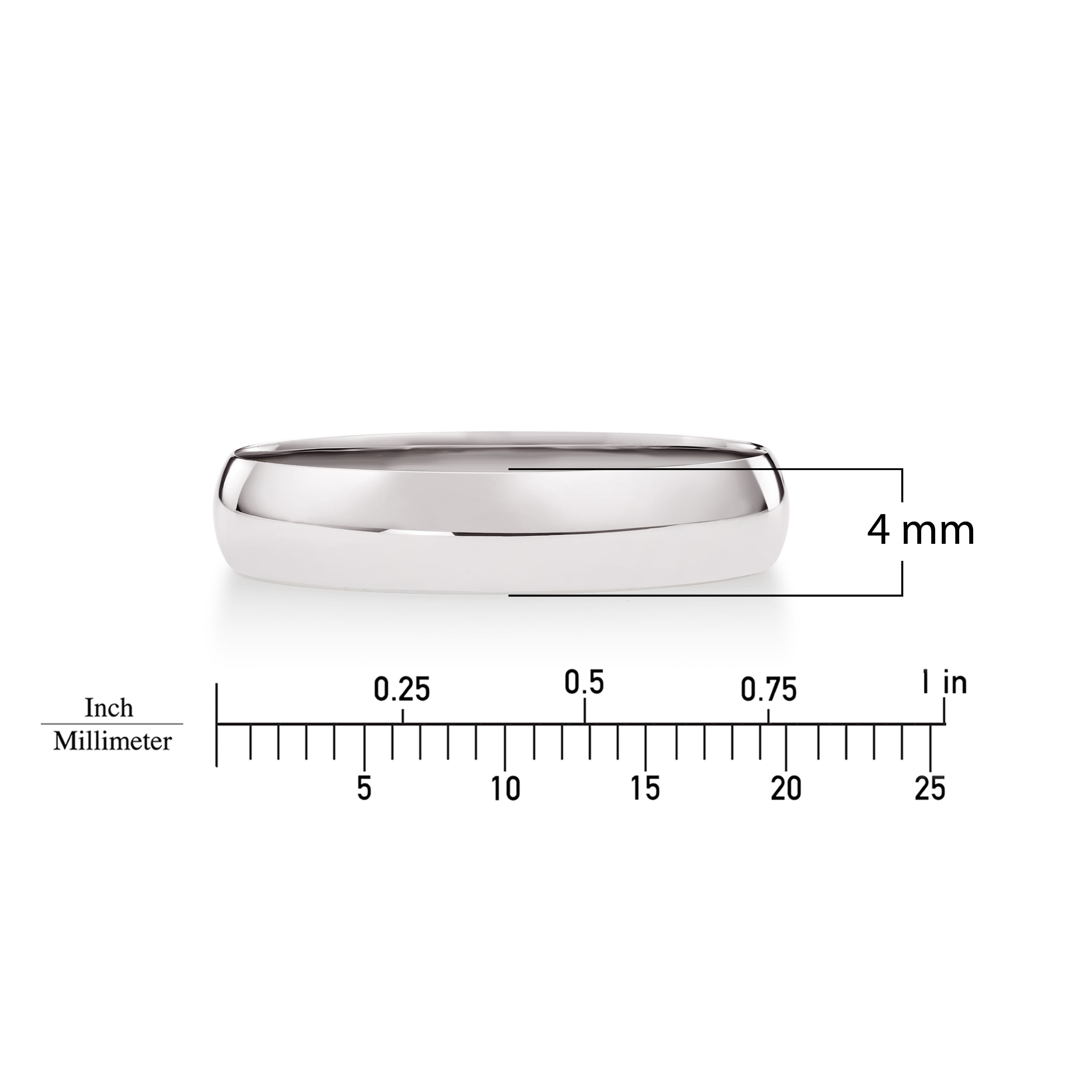 Men's Solid 10K White Gold 4mm Traditional Classic Plain Wedding Band (Available Ring Sizes 7-14) Size 13