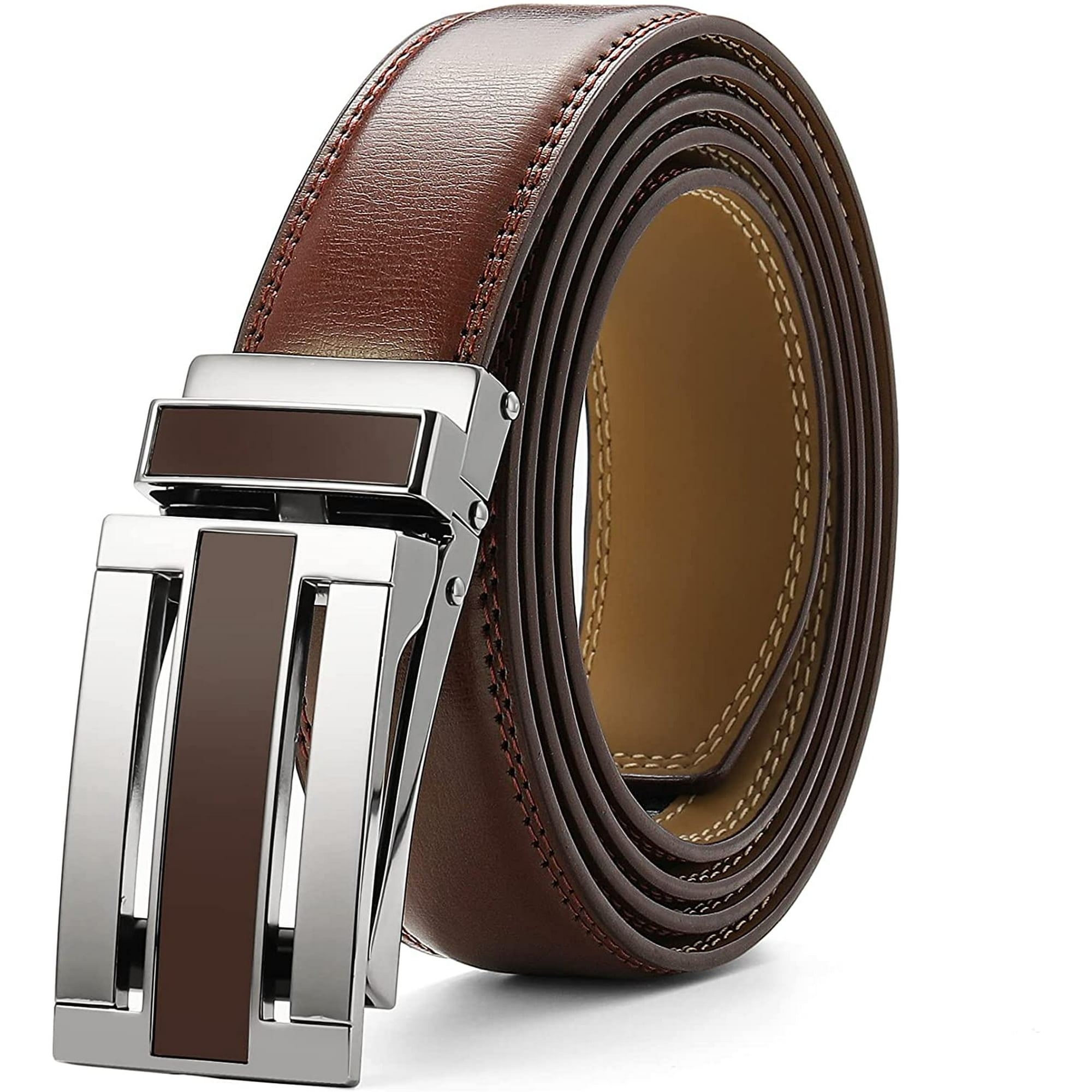 Nelbons Men's Leather Belt Fashion Buckle Ratchet Belt 30mm 1  1/8,replacement belt 