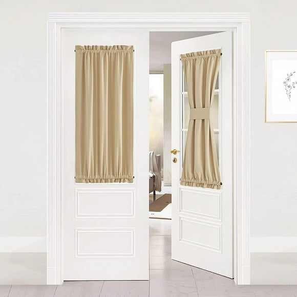 AIR-Narrow Blackout Door Curtain for Side Windows - Thermal Insulated Privacy Protect Sidelight Shutter Blinds Drapes (25W by 40L Inches, Biscotti Beige, 1 Panel)