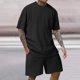 thumbnail image 2 of Traje Deportivo Perforado de los Hombres, Moda de Manga Corta Cuello Redondo de Ocio para el Desgaste Casual Y de Playa, Blusa Atlética de Poliéster Suave, 2 of 9