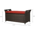 thumbnail image 6 of 40 Gallon Outdoor Storage Bench Rattan Deck Box Patio Steel Frame Wicker Storage Container with Cushion, Red NPT-900004$$Garden & Patio, 6 of 6