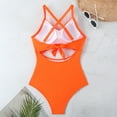 thumbnail image 6 of Sakmal Bathing Suits for Women Plus Size Orange One Piece Swimsuits Cutout High Cut Swimsuits for Women, 6 of 8