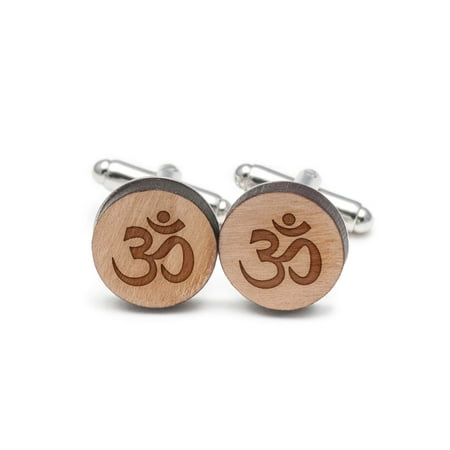 Symbol Cufflinks Cufflinks - Om Symbol Cufflinks, Wood Cufflinks Hand Made in the USA