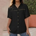thumbnail image 2 of Women's Fashion V Neck Button Down Casual T-Shirt Loose Fit Soft Comfortable Blouse Top for Everyday Wear, 2 of 2