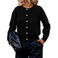 thumbnail image 1 of Cardigan Negro para Mujer PRETTYGARDEN con Botones Pequeños, 1 of 6