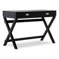 thumbnail image 1 of Linon Peggy Two Drawer Writing Desk with X Frame Legs in Black Painted Wood, 1 of 16