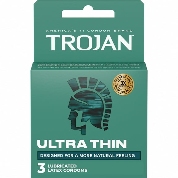 Trojan Ultra Thin Lubricated Condoms - 3 Count, Pack of 6