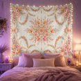 thumbnail image 2 of Symmetrical Floral Mandala on Pale Blue-Gray Background Romantic Vintage for Boho Lovers Botanical Wall Art Birthday Gift Tapestry Wall Hanging for Bedroom and Living Room, 2 of 7