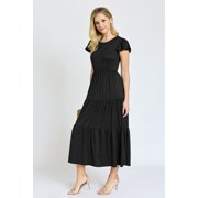 Solid Flutter Sleeve Tiered Tea Length Dress | 4 Colors | S-3X