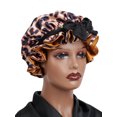 thumbnail image 3 of 4Pcs Hair Bonnet Printed Leopard Double Layer Satin Splicing Hair Bonnet For Sleeping For Curly And Straight Hair 4PCS M, 3 of 5