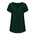 thumbnail image 4 of Womens T-Shirts Sevevn Women's Fashion Chiffon Solid Color Casual V-Neck Short Sleeve T-Shirt, 4 of 6