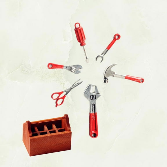 Raindrops Simulated Toolbox Accessories with Wooden Storage for Doll House Decor Dark Pcs