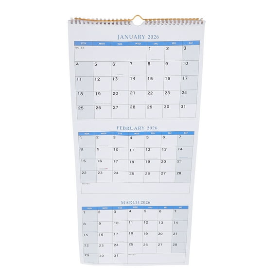 Minkissy 3 Month Calendar Vertical Wall Calendar Sky Blue Rectangular for General Users 1Pack