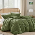 thumbnail image 2 of Regency Heights Cal King Duvet Cover Set, Soft Washed Pleated Duvet Cover Cal King, 3-Piece Bedding Set with Pillow Shams, Olive Green, 2 of 11