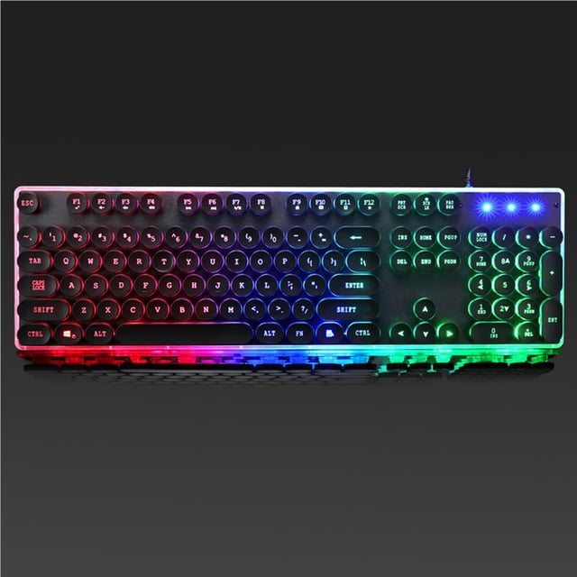 pitrice Clavier Rétro Punk à Sensation Mécanique, Clavier de Jeu Filaire Rétroéclairé à 104 Touches pour Ordinateur Portable Noir