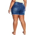 thumbnail image 2 of Tinseltown Womens Plus High Rise Dark Wash Denim Shorts, 2 of 2
