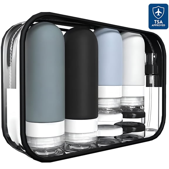 ACDANC 18Pack Travel Bottles for Toiletries, TSA Approved Silicone Travel Size Containers for Toiletries, Leak Proof Refillable Liquids Shampoo and Conditioner Travel Essentials Toiletry Bottles