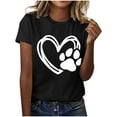 thumbnail image 5 of Pisexur Hauts pour Femmes T-Shirt Graphique de la Saint-Valentin - Col Rond Manches Courtes Imprimé Noir,G, 5 of 5