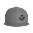 thumbnail image 3 of DouZhe Flat Brim Cap Snapback Hat, Freemason Compass Eye Prints Adjustable Gray Adult Baseball Cap, 3 of 6