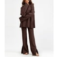 thumbnail image 5 of Usmixi Womens Lounge Set 2 Piece Sweater Outfits for Women Fashion Flared Long Sleeve Round Neck Pullover Sweater and Drawstring Flared Pant Suits Two Piece Sets, 5 of 5