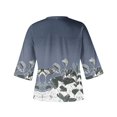 thumbnail image 3 of ICHUANYI Clearance Women's Fashion Printed Loose T-shirt 3/4 Sleeves Blouse V Neck Casual Tops(Blue, M) ICHUANYI WER2023081100139, 3 of 4
