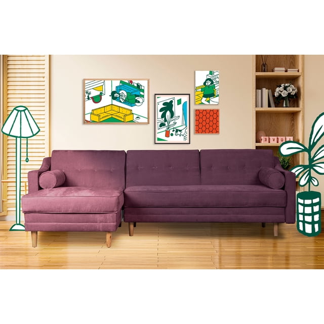 Sala Modular Sofá Cama Reversible De Velvet Morado Beehive Memory Foam Modelo Mondlak