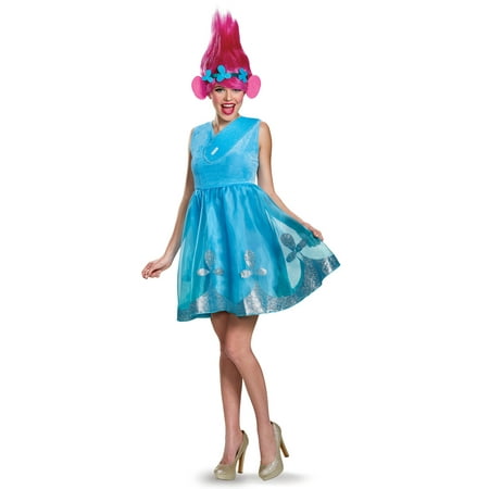 Dreamworks Trolls Movie Poppy Adult Women Deluxe Halloween Costume With Wig